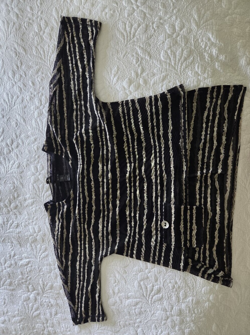 Ali Miles Tunic Sweater With Black and Tan Stripes